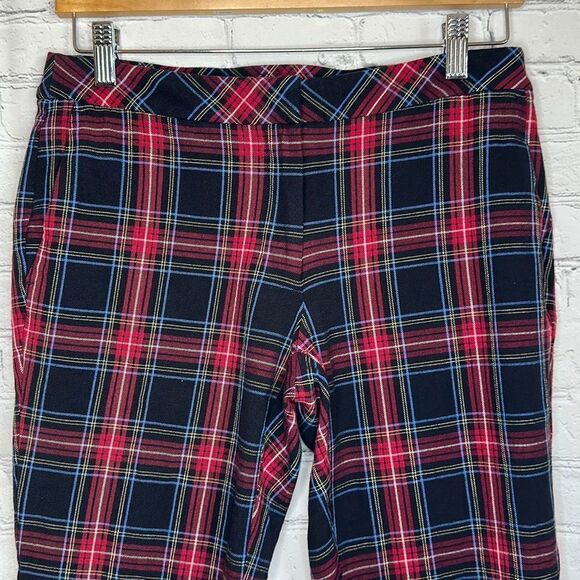 J. Jill Women’s Cropped Pants size 6 Black Red Tartan Plaid Premium Bi-Stretch - Picture 2 of 8